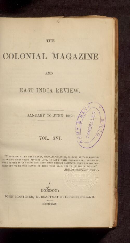The Colonial magazine and East India review