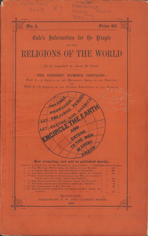 Cole's information for the people on the religions of the world. Part 1, A sketch of the religious sects of all nations Part 2, A sketch of the sacred scriptures of all nations