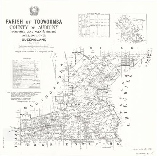 Parish of Toowoomba, County of Aubigny [cartographic material] / drawn and published at the Survey Office, Department of Lands