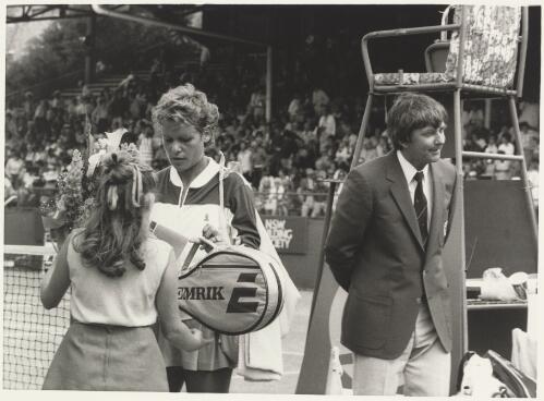 Evonne Goolagong Cawley at the Sydney International tennis tournament, White City, Sydney, 1982? / Juno Gemes