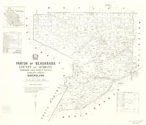 Parish of Beauaraba, County of Aubigny [cartographic material] / drawn and published at the Survey Office, Department of Lands
