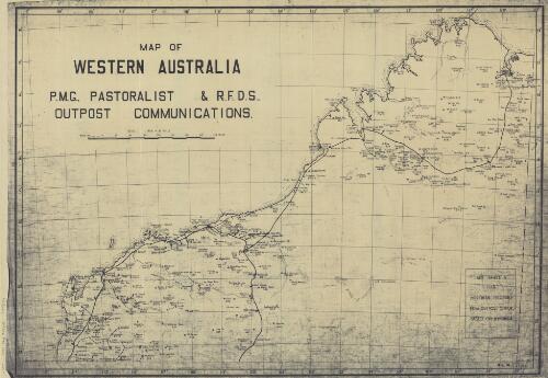 Map of Western Australia, P.M.G., pastoralist & R.F.D.S, outpost communications [cartographic material] / Commonwealth of Australia P.M.G's Department
