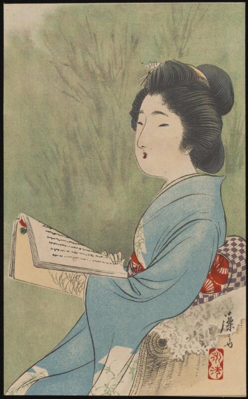 Seated woman reading