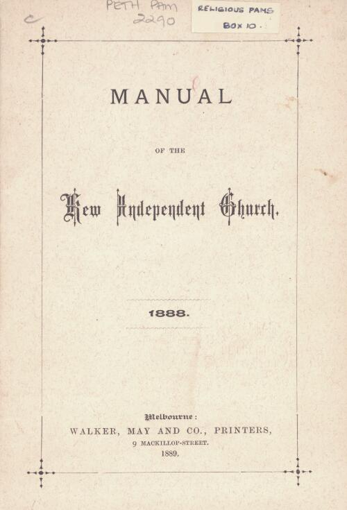 Manual of the Kew Independent Church, 1888