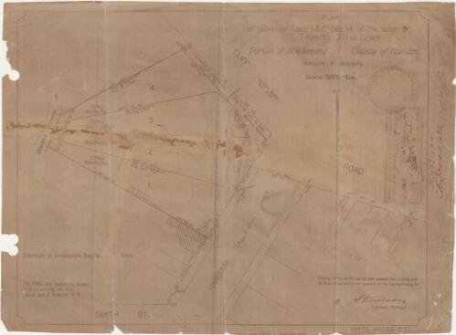 Plan of subdn. of lots 1 & 2 sec. 14 of the subdn. of C.T. Smith's 300ac. Grant [cartographic material] : Parish of Woollongong, County of Camden, Municipality of Wollongong / S. Hudson, licensed surveyor
