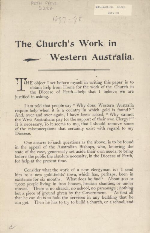 The Church's work in Western Australia
