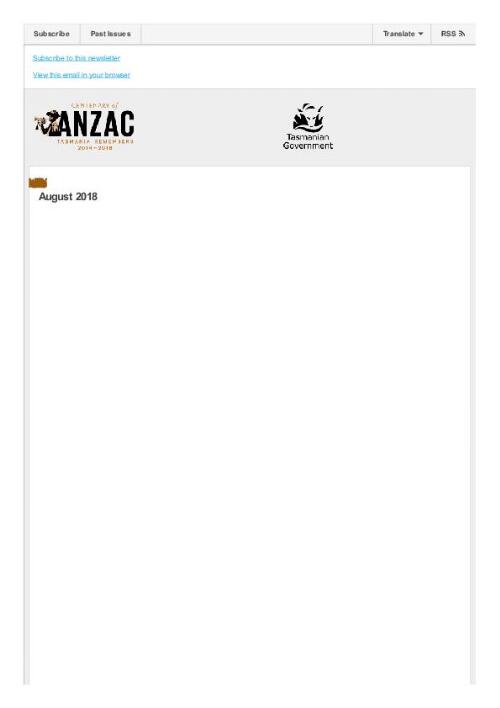 Centenary of ANZAC newsletter