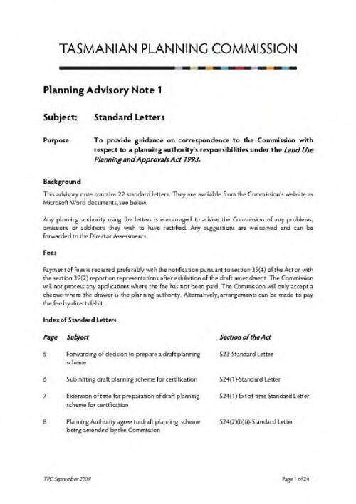 Planning advisory note / Tasmanian Planning Commission