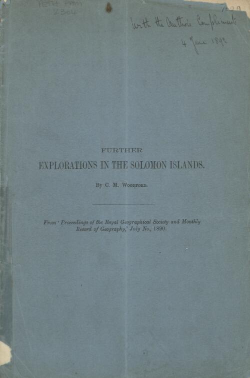 Further explorations in the Solomon Islands / by C. M. Woodford