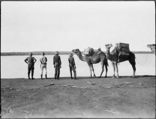 Expedition members and their camels at Lake Mackay, central Australia, approximately 1932, 2 / Michael Terry