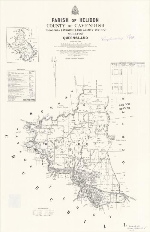 Parish of Helidon, County of Cavendish [cartographic material] / drawn and published by the Department of Mapping and Surveying, Brisbane
