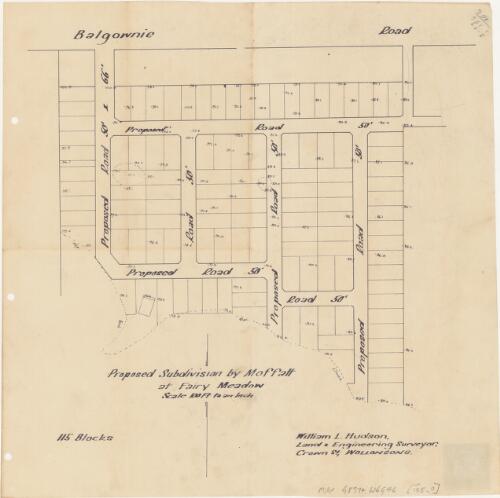 Proposed subdivision by Moffatt at Fairy Meadow [cartographic material] / William L. Hudson, land & engineering surveyor