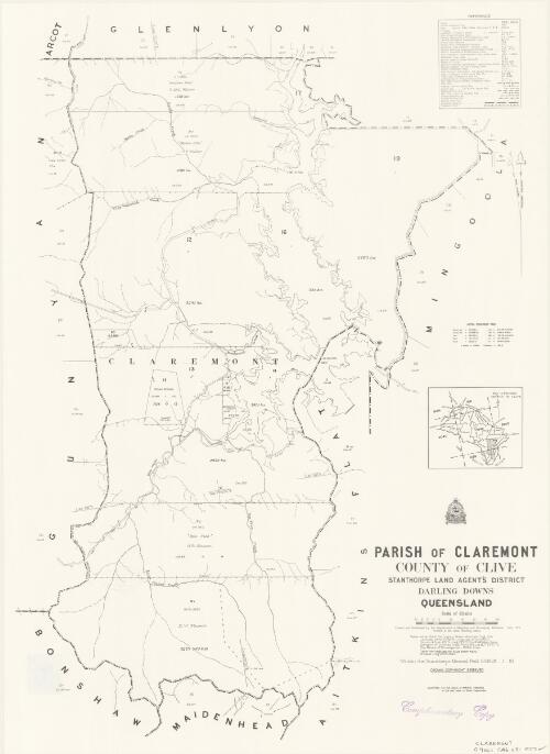 Parish of Claremont, County of Clive [cartographic material] / Drawn and published by the Department of Mapping and Surveying