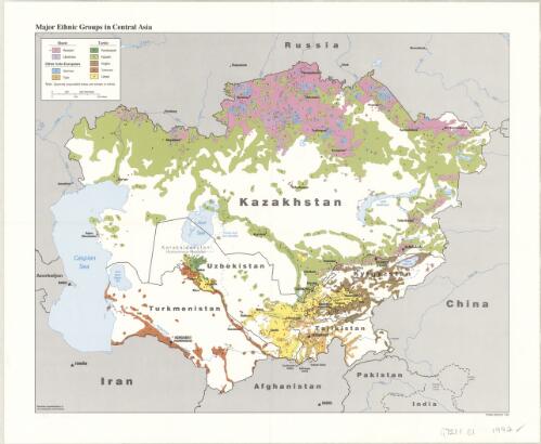 Major ethnic groups in Central Asia [cartographic material]