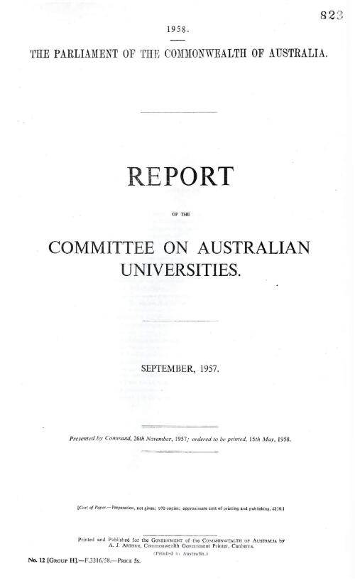 Report of the Committee on Australian Universities