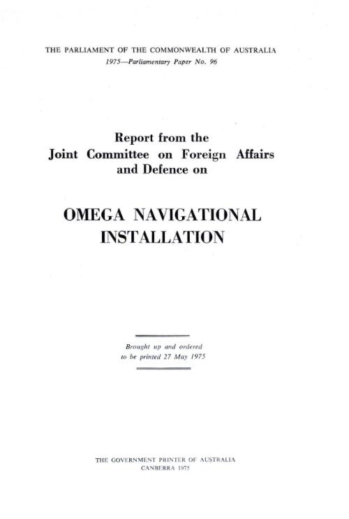 Report from the Joint Committee on Foreign Affairs and Defence on Omega navigation installation