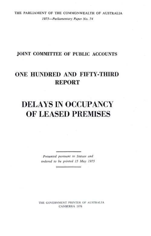 Delays in occupancy of leased premises / Joint Committee of Public Accounts