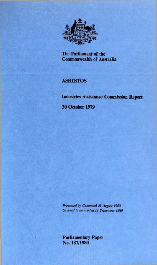 Asbestos, 30 October 1979 : Industries Assistance Commission report