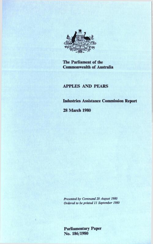 Apples and pears, 28 March 1980 / Industries Assistance Commission report