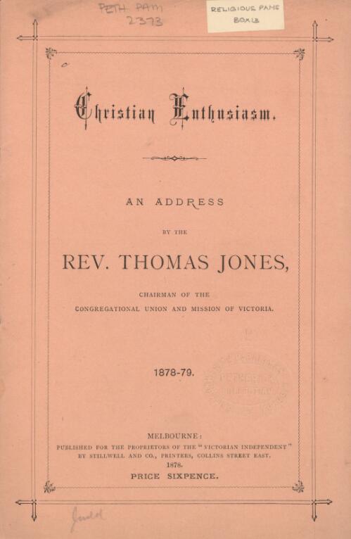 Christian enthusiasm : an address / by Thomas Jones