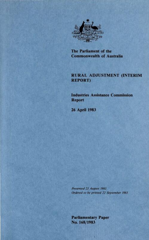 Rural adjustment (interim report), 26 April 1983 / Industries Assistance Commission report