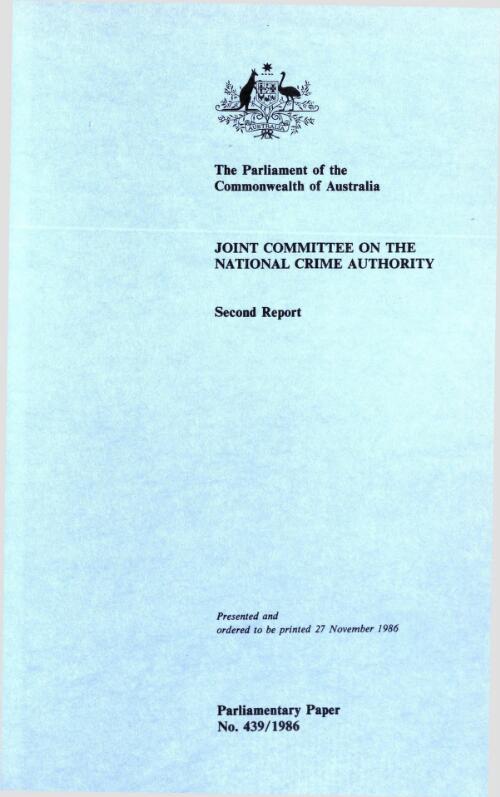 Second report / Joint Committee on the National Crime Authority