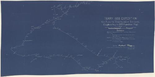 Terry 1933 Expedition [cartographic material] : key plan to heights above sea level : supplementary to 1933 expedition map / drawn from field notes by the Waite Institute, Adelaide, November 1933