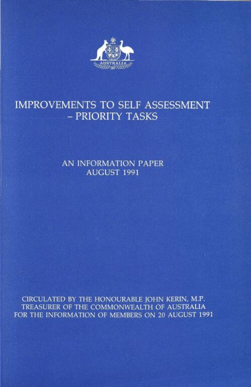 Improvements to self assessment : priority tasks : an information paper, August 1991