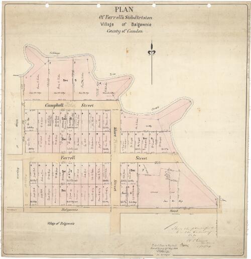 Plan of Farrell's subdivision, village of Balgownie, County of Camden [cartographic material] / H.F. Cotterell, auctioneer