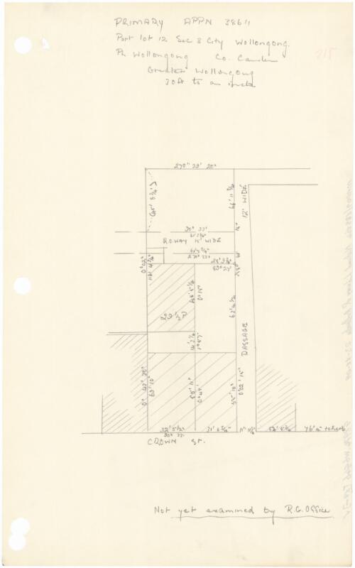 Primary appn. 38611, part lot 12, sec. 3, city, Wollongong, Ph. Wollongong, Co. Camden, Greater Wollongong [cartographic material]