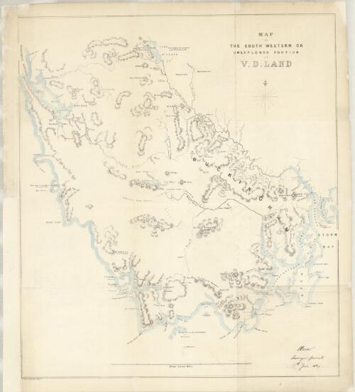 Map of the south western or unexplored portion of V.D. Land [cartographic material]