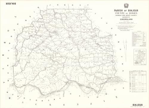 Parish of Binjour, County of Bowen [cartographic material] / drawn and published at the Survey Office, Department of Lands