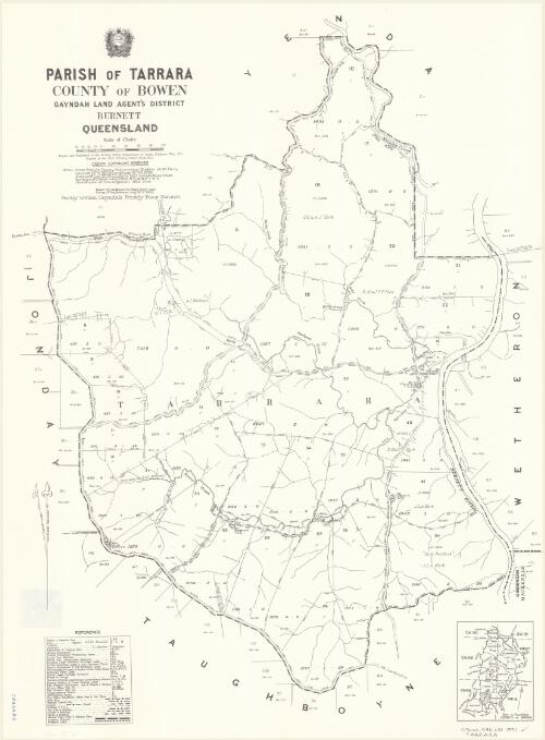 Parish of Tarrara, County of Bowen [cartographic material] / drawn and published at the Survey Office, Department of Lands