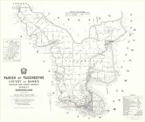 Parish of Taughboyne, County of Bowen [cartographic material] / drawn and published at the Survey Office, Department of Lands