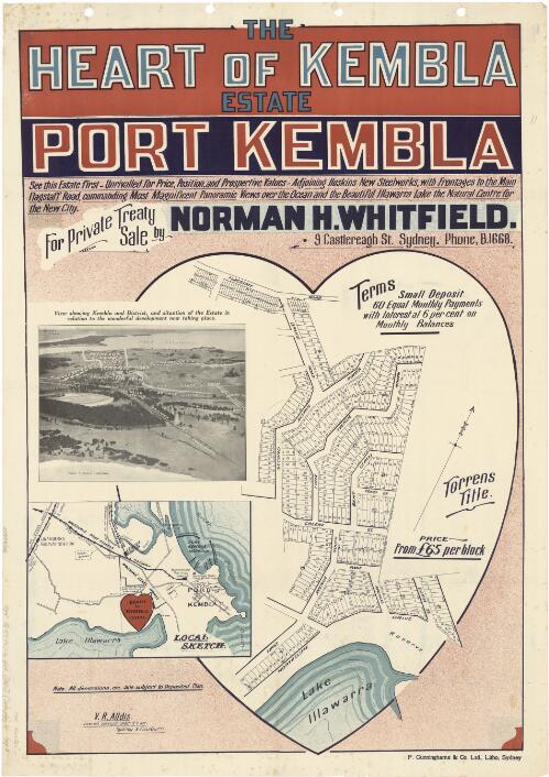 The heart of Kembla Estate, Port Kembla [cartographic material] : for private treaty sale / by Norman H. Whitfield, 9 Castlereagh St. Sydney