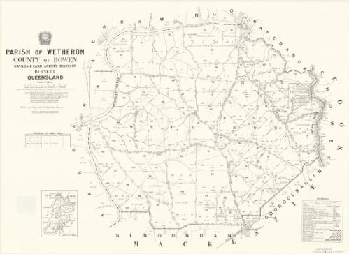 Parish of Wetheron, County of Bowen [cartographic material] / drawn and published at the Survey Office, Department of Lands