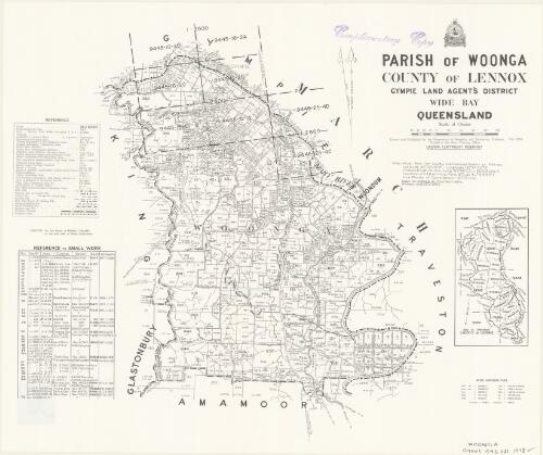 Parish of Woonga, County of Lennox [cartographic material] / drawn and published by the Department of Mapping and Surveying