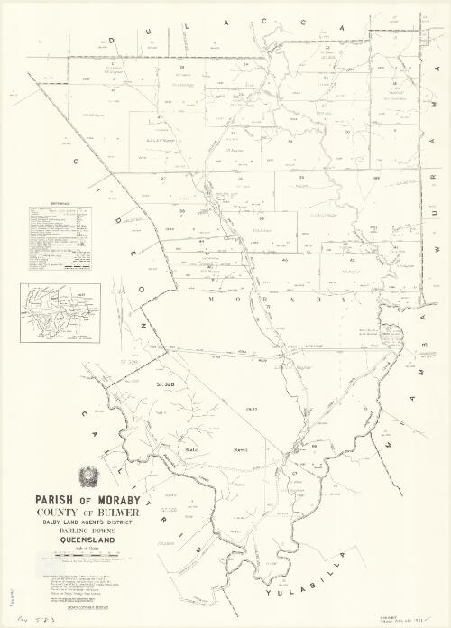Parish of Moraby, County of Bulwer [cartographic material] / drawn and published at the Survey Office, Department of Lands