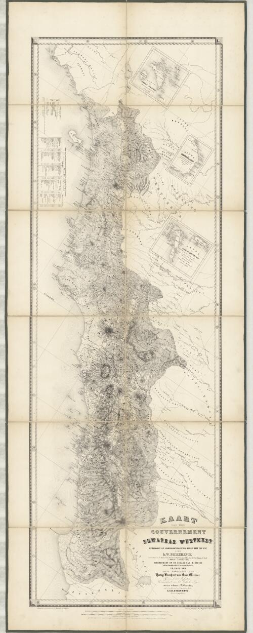 Kaart van het Gouvernement Sumatras Westkust [cartographic material] : opgenomen en zamengesteld in de jaren 1843 tot 1847 / door L.W. Beijerink met medehulp van C. Wilsen ... [et al.]