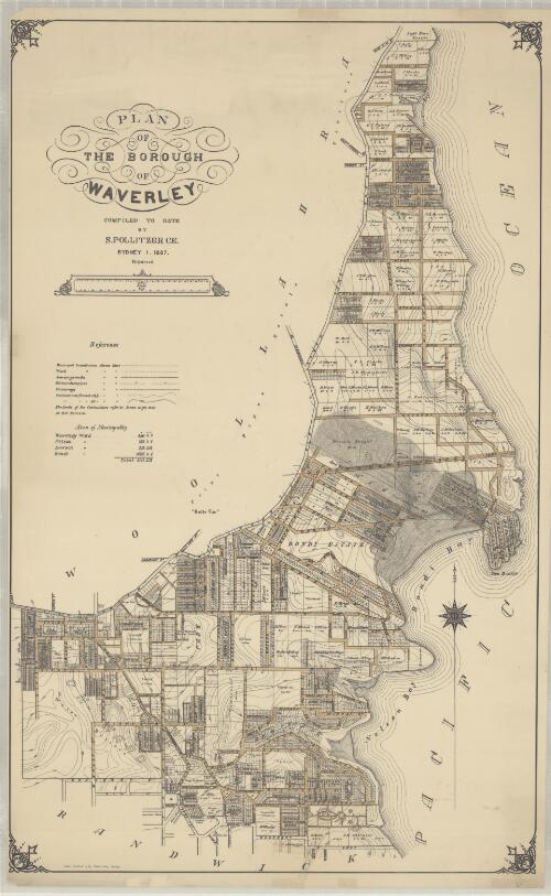 Plan of the borough of Waverley [cartographic material] / compiled to date by S. Pollitzer, C.E. Sydney 1.1887