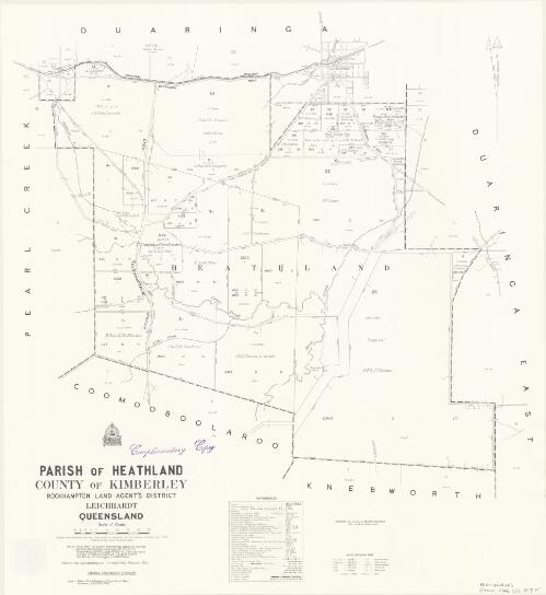 Parish of Heathland, county of Kimberley [cartographic material] / drawn and published by the Department of Mapping and Surveying, Brisbane