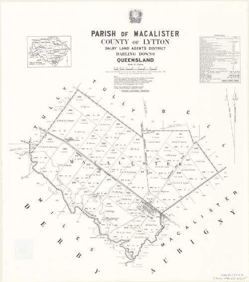 Parish of Macalister, County of Lytton [cartographic material] / drawn and published at the Survey Office, Department of Lands