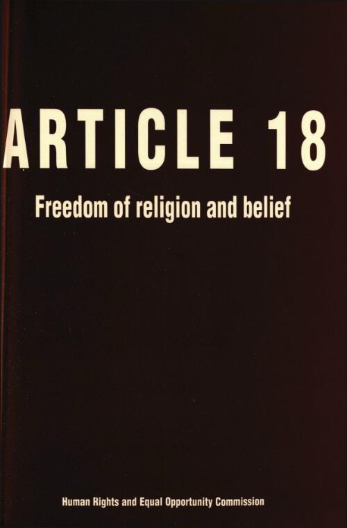 Article 18 : freedom of religion and belief / Human Rights & Equal Opportunity Commission