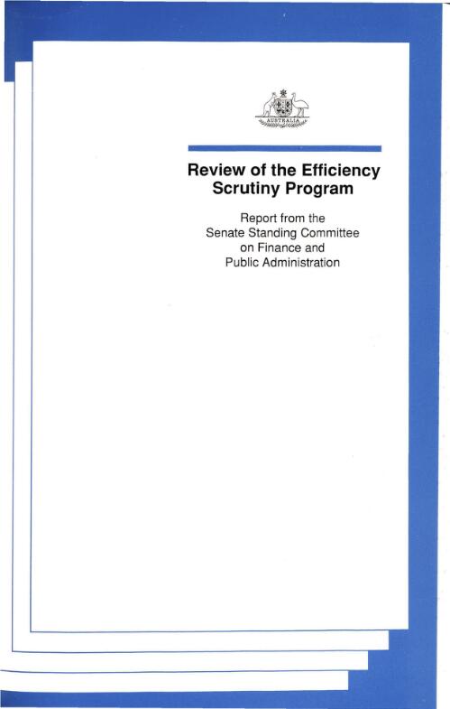 Review of the efficiency scrutiny program / Senate Standing Committee on Finance and Public Administration