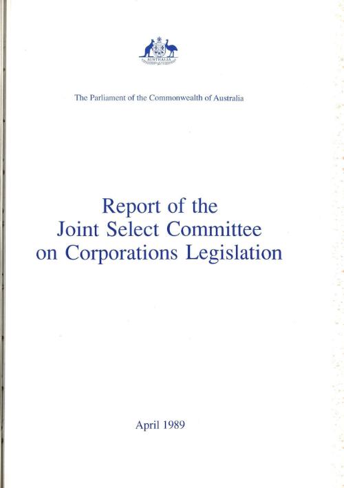 Report of the Joint Select Committee on Corporations Legislation