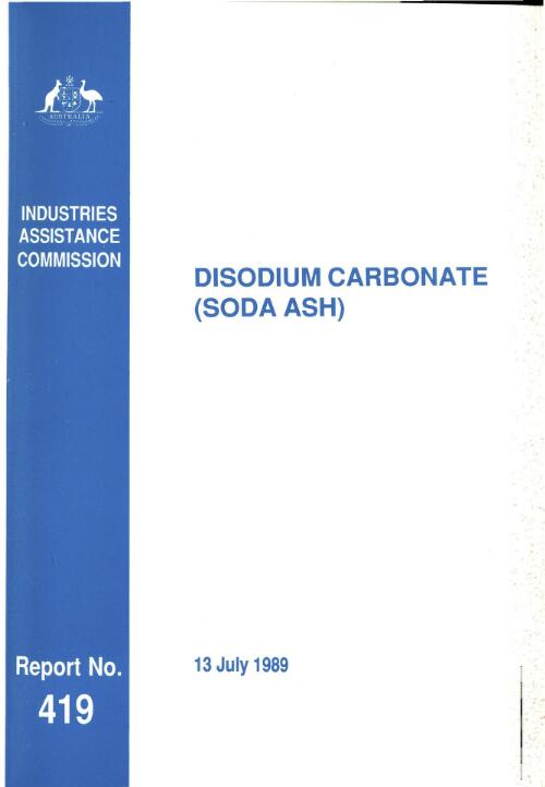 Disodium carbonate (soda ash) / Industries Assistance Commission