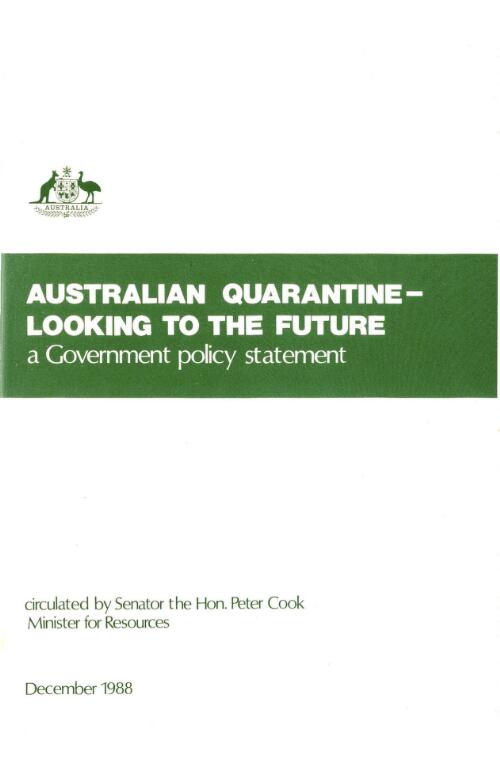 Australian quarantine - looking to the future : a Government policy statement
