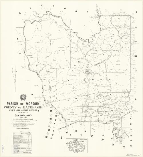 Parish of Woroon, County of Mackenzie [cartographic material] / drawn and published at the Survey Office, Department of Lands