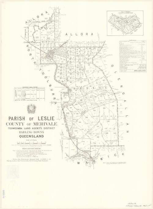 Parish of Leslie, County of Merivale [cartographic material] / drawn and published at the Survey Office, Department of Lands