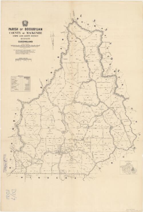 Parish of Booubyjan, County of Mackenzie [cartographic material] / drawn and published at the Survey Office, Dept. of Public Lands